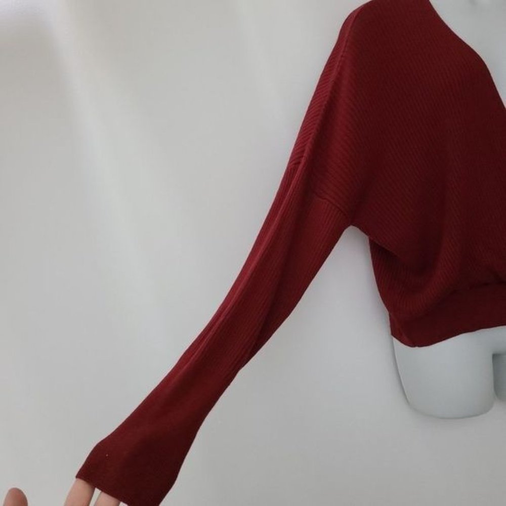 Leith?Burgundy?Wrap Style Ribbed Sweater L - Picture 3 of 8